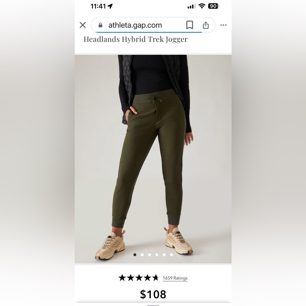 Like new Athleta Headlands Hybrid Trek jogger size 10 in green